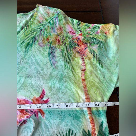 Ellen Negley Flamingo Tropical Cold Shoulder Short Sleeve Tunic Top XXL - Picture 5 of 7